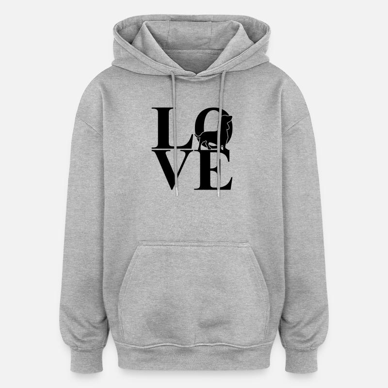 Dackel Love Hundemotiv - Oversized Unisex Hoodie - Grau meliert