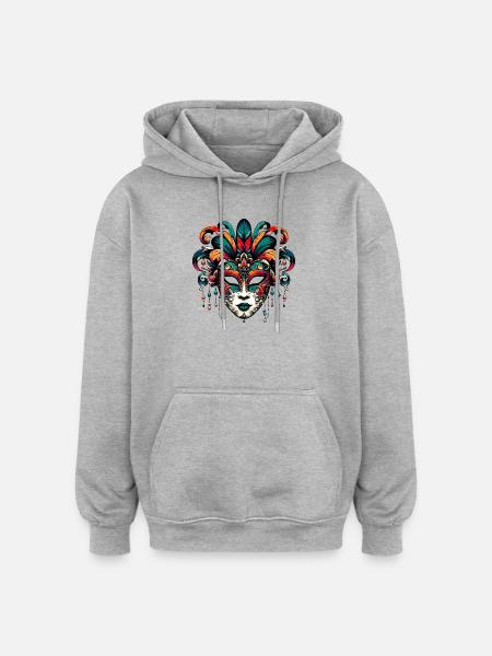Venice Carnival Mask - Oversized Unisex Hoodie - heather grey