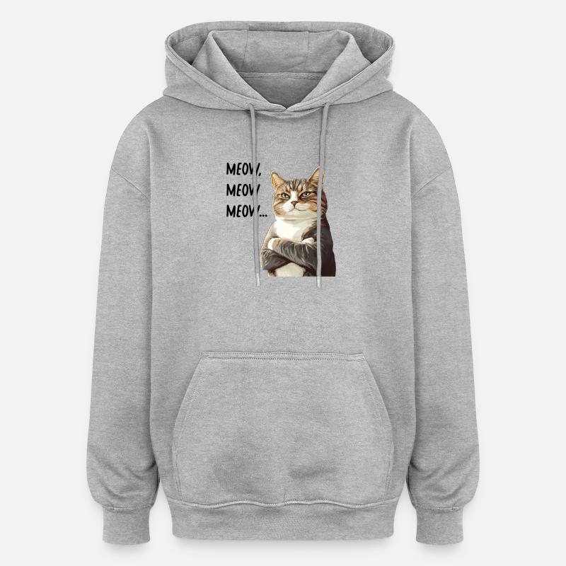 chat meow meow meow - Sweat à capuche oversize unisexe - gris chiné