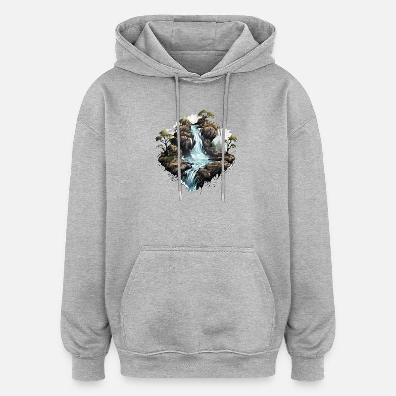 Wasserfall 01 - Oversized Unisex Hoodie - Grau meliert
