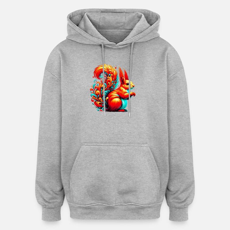 Écureuil - Sweat à capuche oversize unisexe - gris chiné