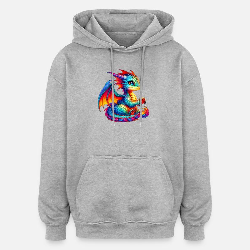 Drache - Oversized Unisex Hoodie - Grau meliert