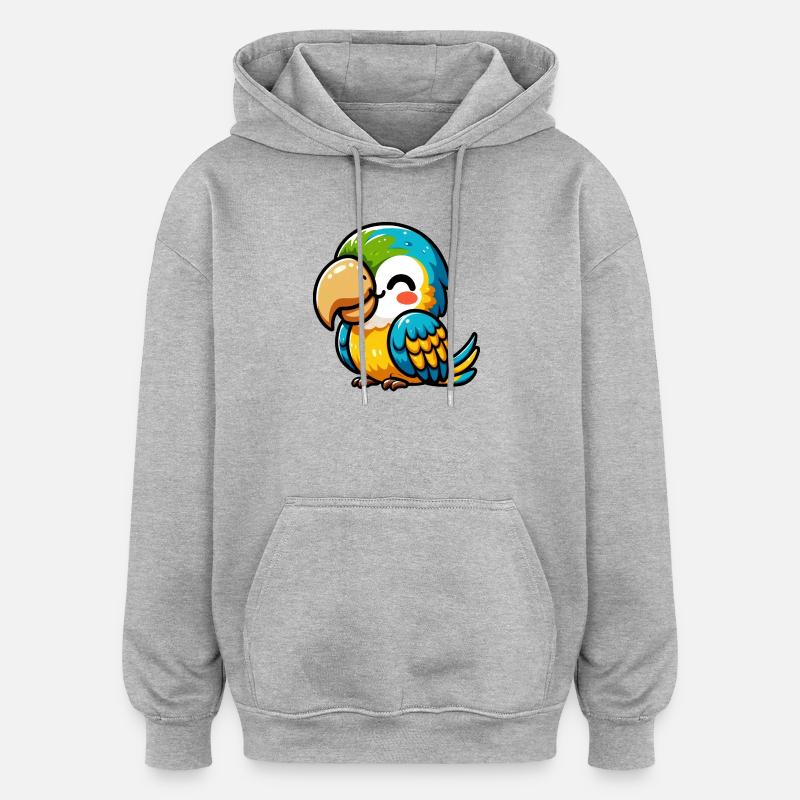 Perroquet - Sweat à capuche oversize unisexe - gris chiné