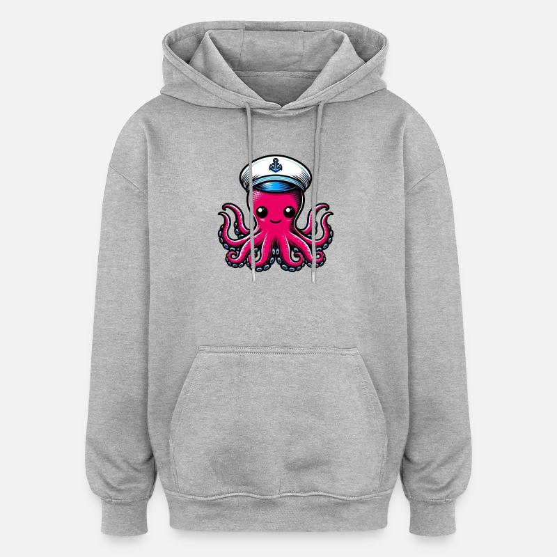 Pieuvre - Sweat à capuche oversize unisexe - gris chiné