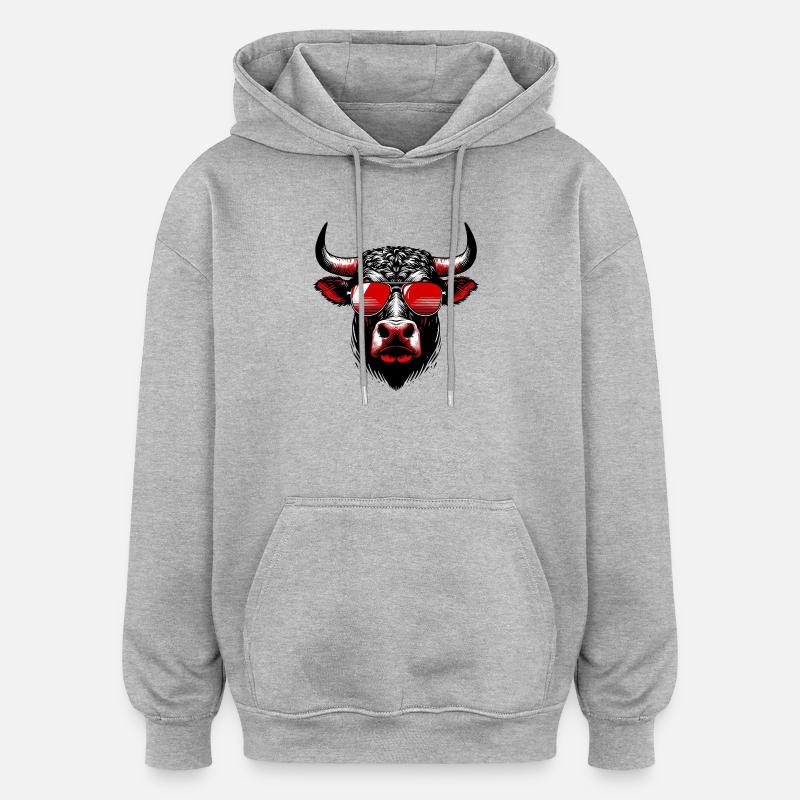 Taureau - Sweat à capuche oversize unisexe - gris chiné