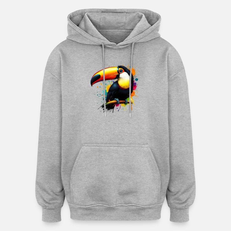 Toucan - Sweat à capuche oversize unisexe - gris chiné