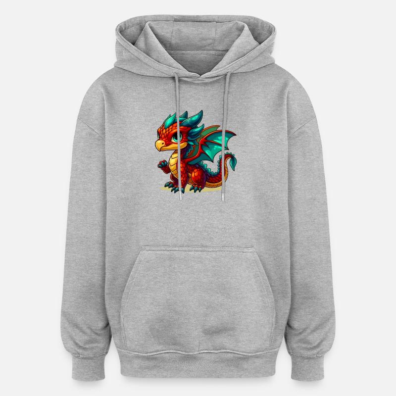 Drache - Oversized Unisex Hoodie - Grau meliert