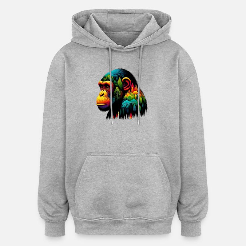 Singe - Sweat à capuche oversize unisexe - gris chiné