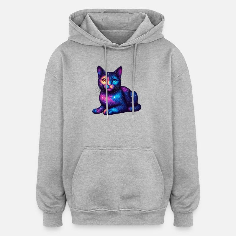 Chat - Sweat à capuche oversize unisexe - gris chiné
