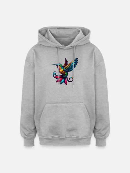 Hummingbird - Oversized Unisex Hoodie - heather grey