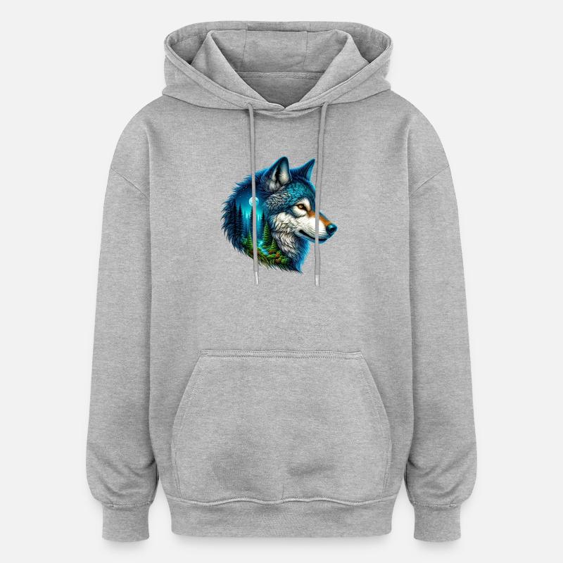 Loup - Sweat à capuche oversize unisexe - gris chiné