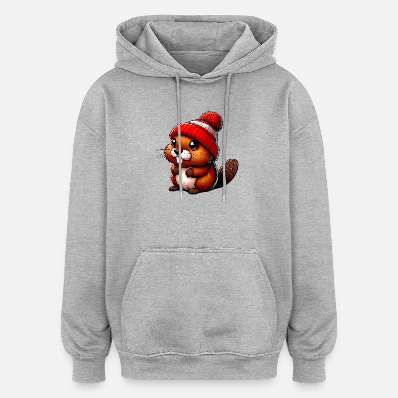 Castor - Sweat à capuche oversize unisexe - gris chiné