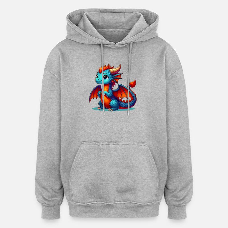 Drache - Oversized Unisex Hoodie - Grau meliert