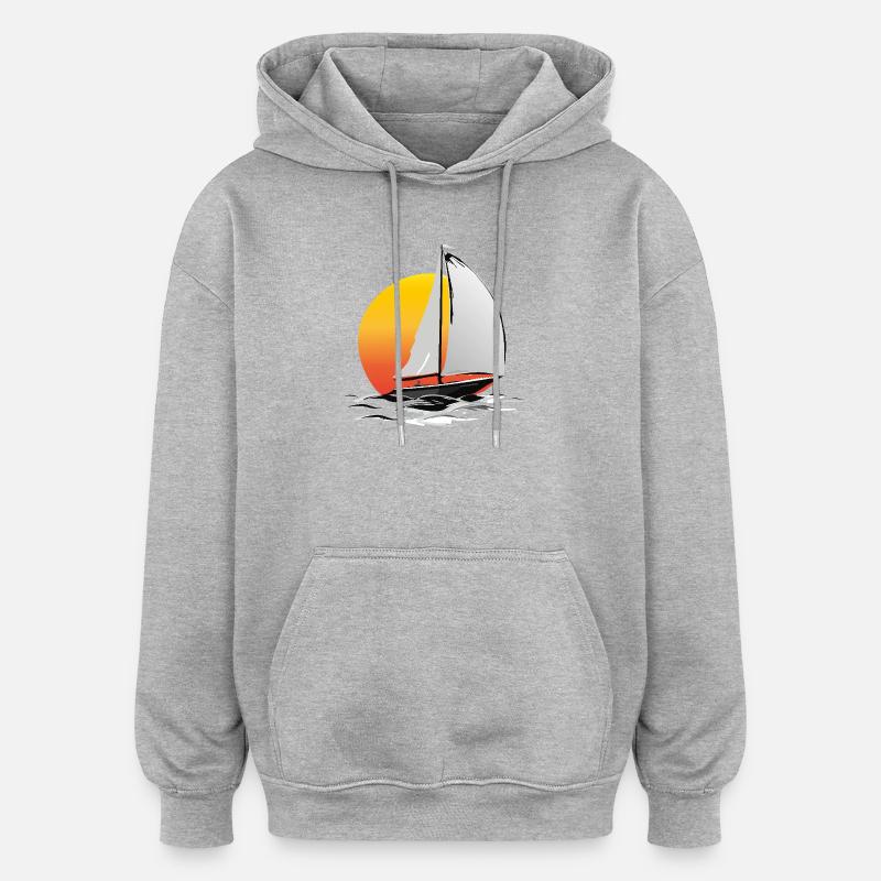 Segler mit Sonne - Oversized Unisex Hoodie - Grau meliert