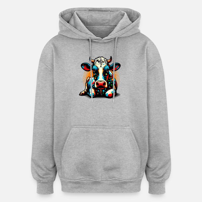 Vache - Sweat à capuche oversize unisexe - gris chiné