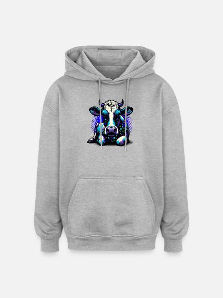 Vache - Sweat à capuche oversize unisexe - gris chiné