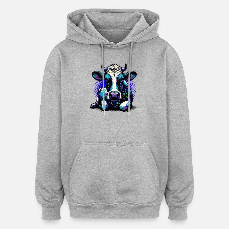 Kuh - Oversized Unisex Hoodie - Grau meliert