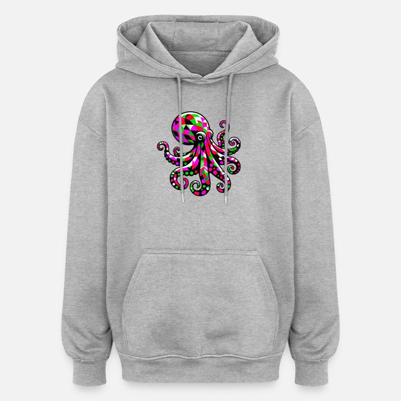 Pieuvre - Sweat à capuche oversize unisexe - gris chiné