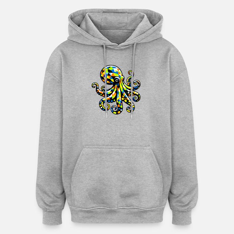 Pieuvre - Sweat à capuche oversize unisexe - gris chiné