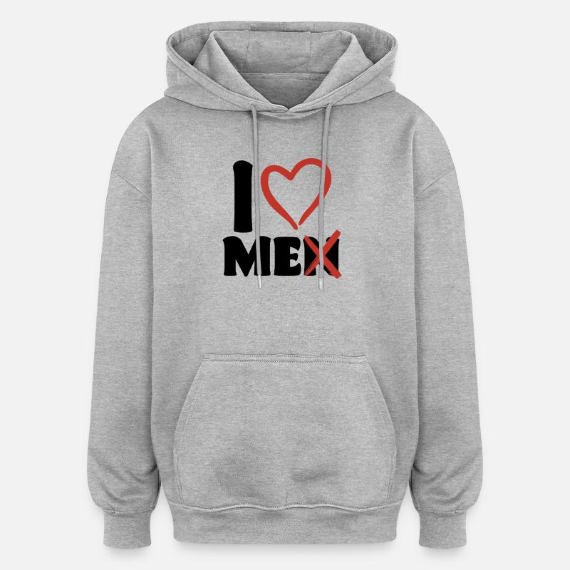 J’aime les hommes / moi - Sweat à capuche oversize unisexe - gris chiné