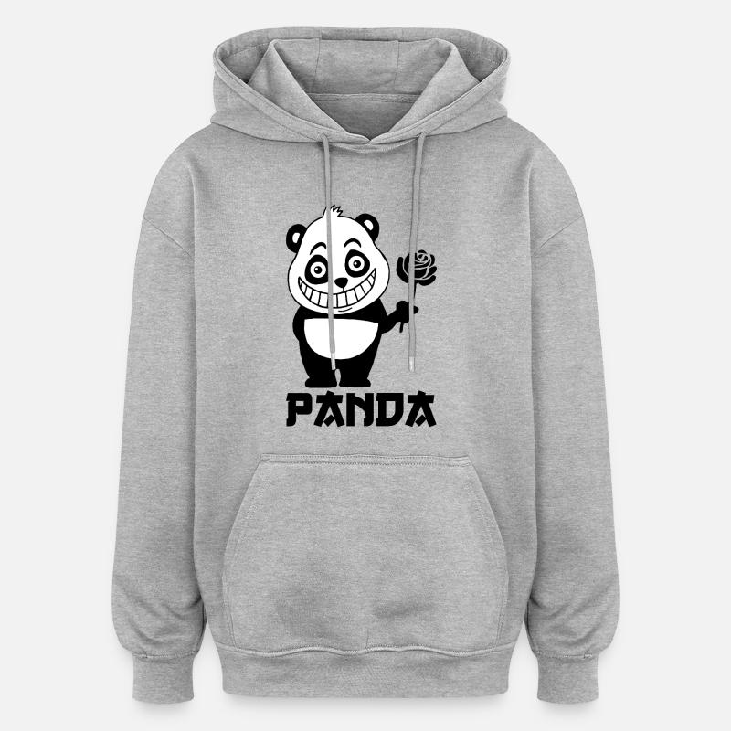 Panda mignon - Sweat à capuche oversize unisexe - gris chiné