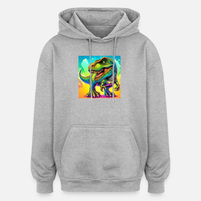 Dinosaurier - Oversized Unisex Hoodie - Grau meliert