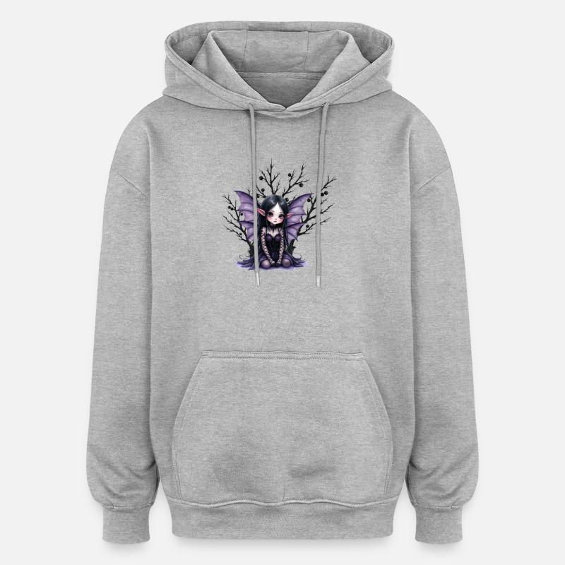 Belle fée fée aux ailes violettes - Sweat à capuche oversize unisexe - gris chiné