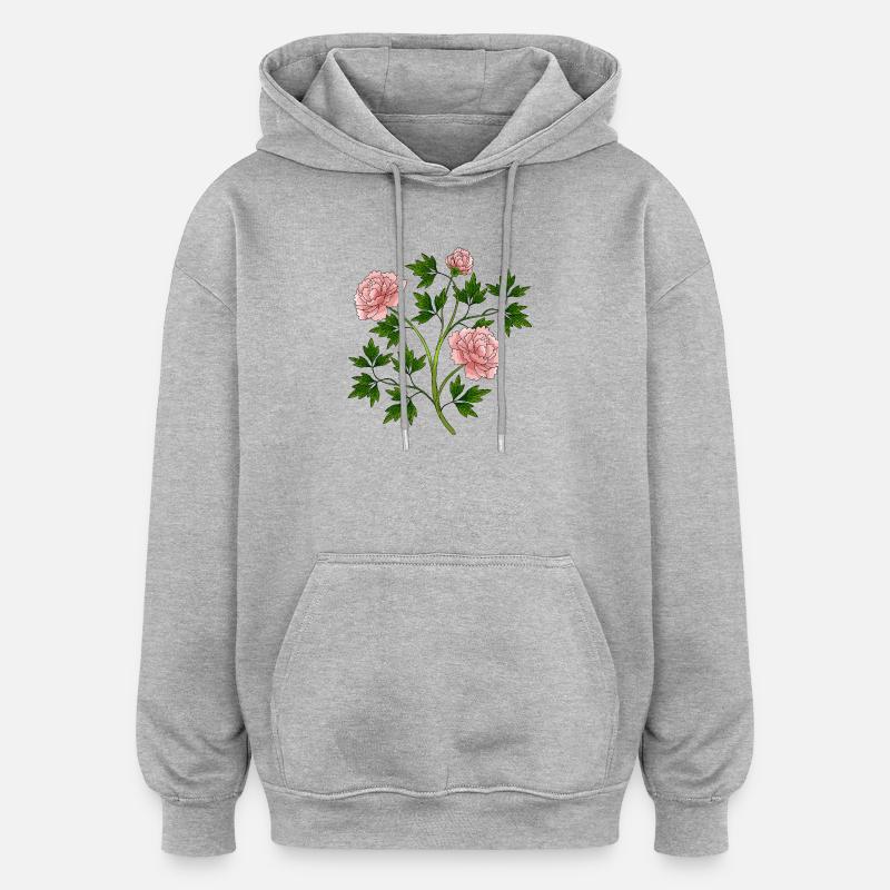 Blumen - Oversized Unisex Hoodie - Grau meliert