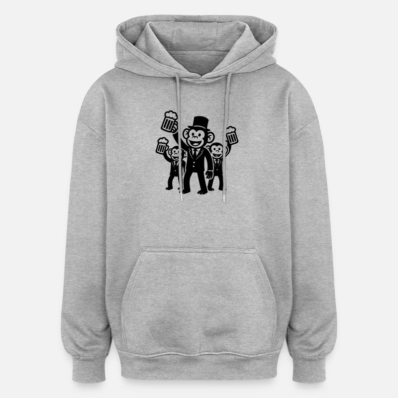 Junggesellenabschied Affe Party Bräutigam - Oversized Unisex Hoodie - Grau meliert