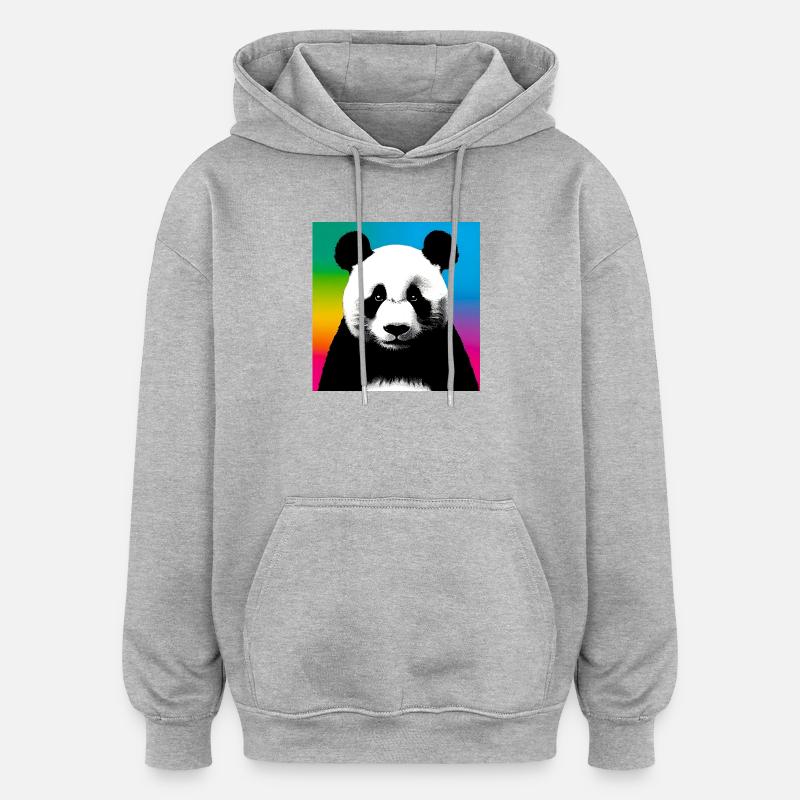panda - Sweat à capuche oversize unisexe - gris chiné