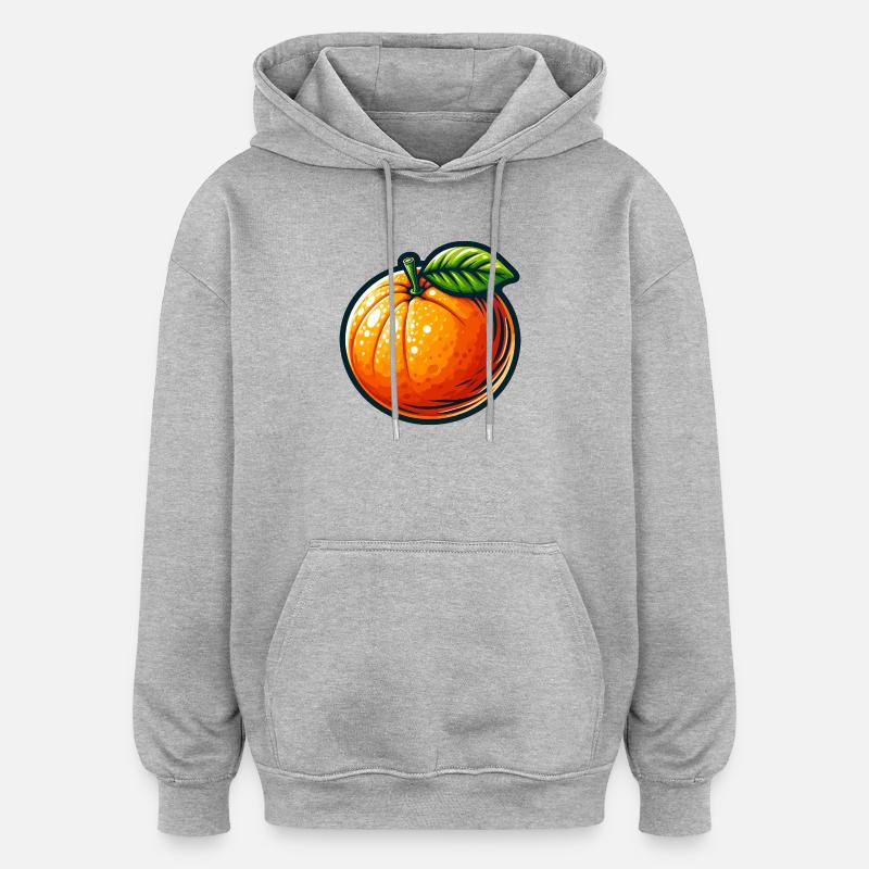 Orange stylisée Zeste éclatant - Sweat à capuche oversize unisexe - gris chiné