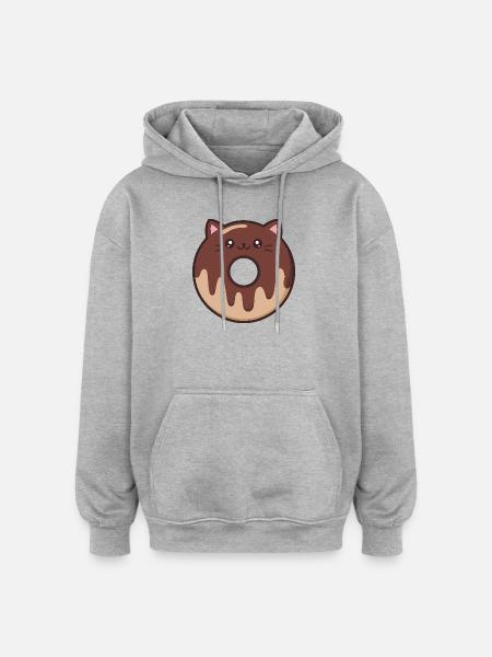 Donut chat mignon - Sweat à capuche oversize unisexe - gris chiné