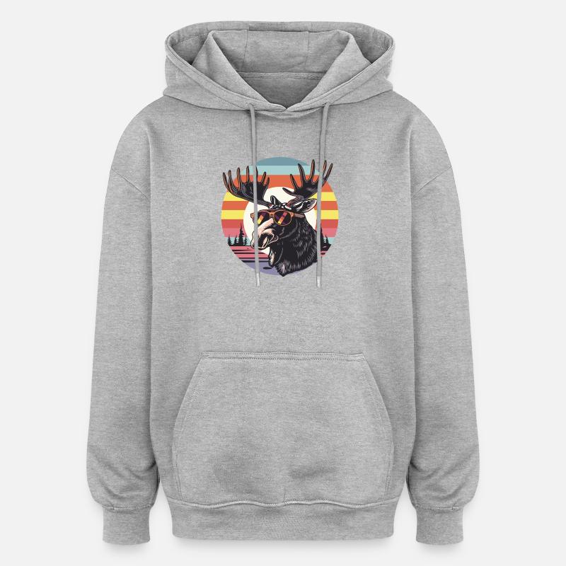 Élan rétro avec lunettes de soleil - Sweat à capuche oversize unisexe - gris chiné