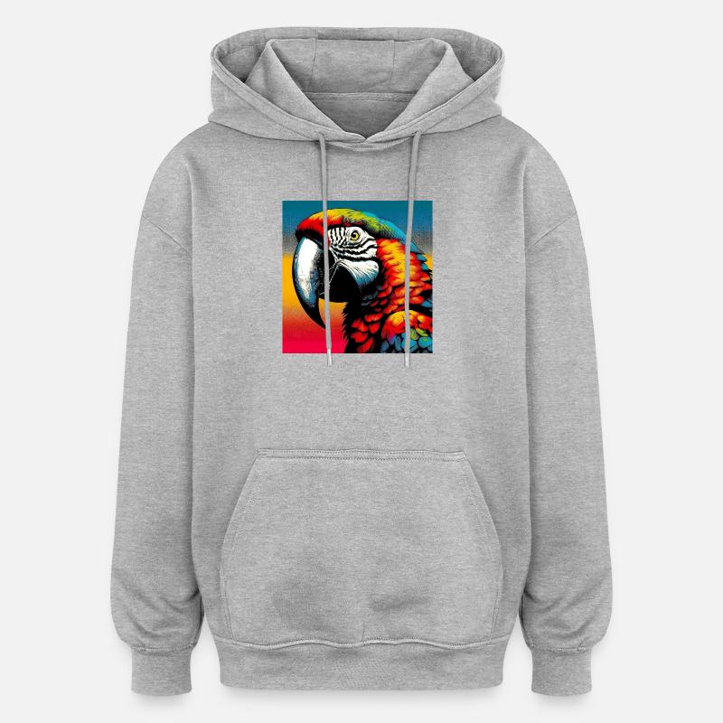 perroquet - Sweat à capuche oversize unisexe - gris chiné