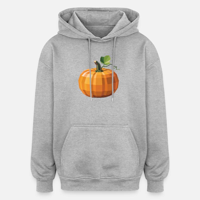 Citrouille - Cool Low Poly Logo - Sweat à capuche oversize unisexe - gris chiné