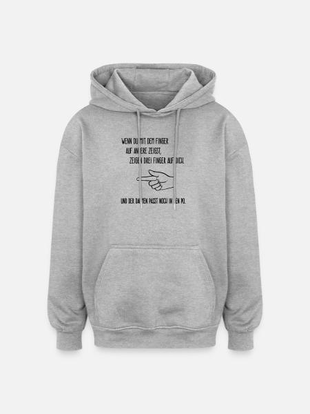Finger on others - Oversized Unisex Hoodie - heather grey
