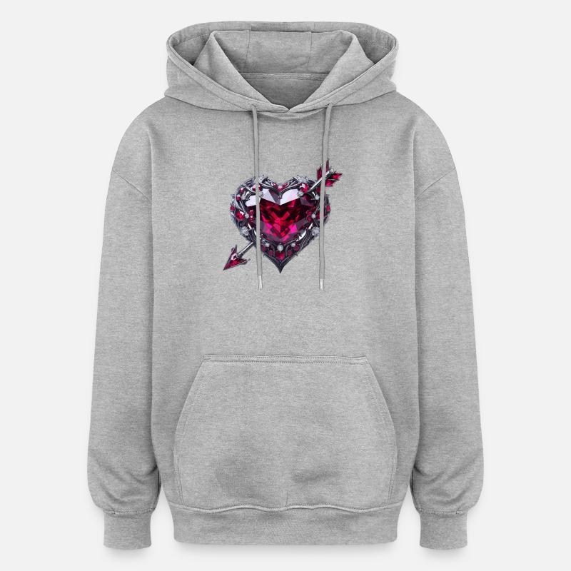 Ruby heart - Oversized Unisex Hoodie - heather grey