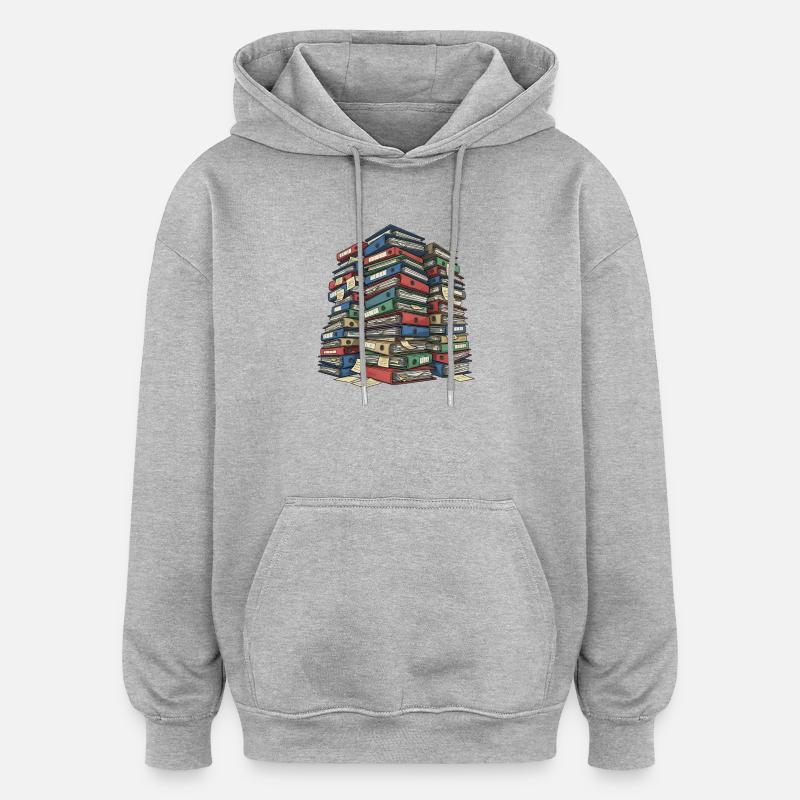 Pile de dossiers Chaos du bureau - Sweat à capuche oversize unisexe - gris chiné