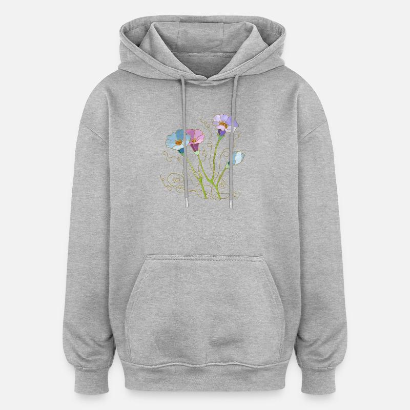 Fleur - Sweat à capuche oversize unisexe - gris chiné