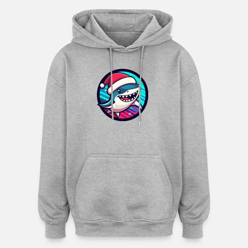 Ghost Noël Shark Santa Comic - Sweat à capuche oversize unisexe - gris chiné