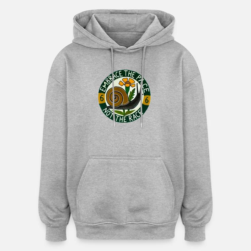 Umarme die langsame Schnecke - Oversized Unisex Hoodie - Grau meliert