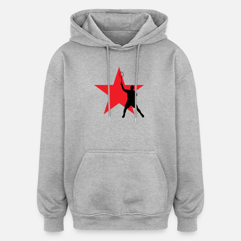 Badminton - Sport - Raquette - Sweat à capuche oversize unisexe - gris chiné