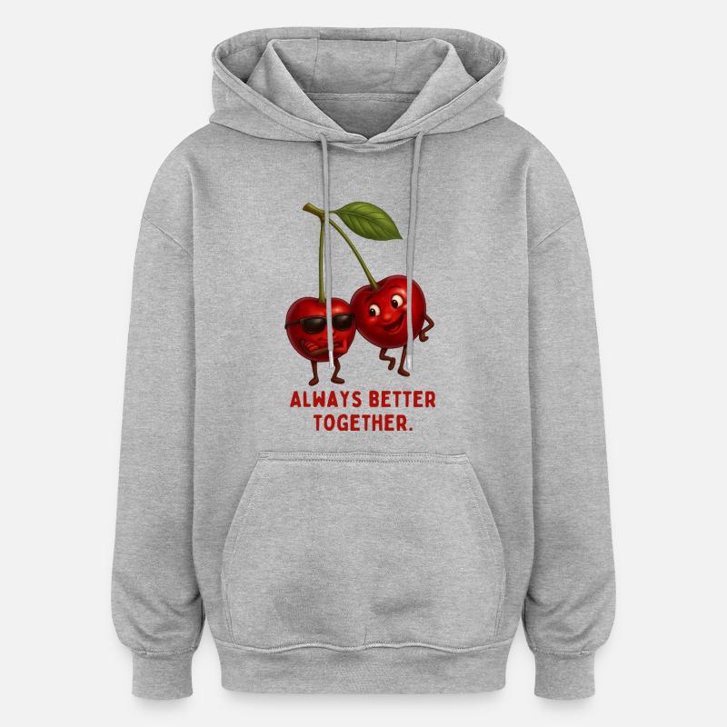 Couple Cherry – Fort Ensemble - Sweat à capuche oversize unisexe - gris chiné