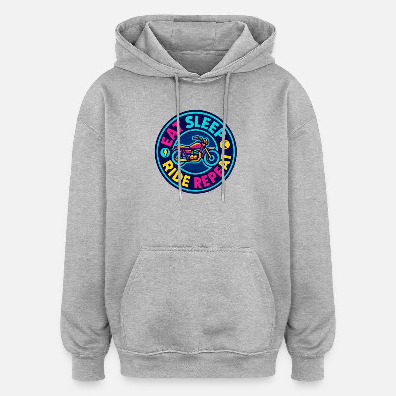 Eat Sleep Ride Repeat - Moto - Biker - Sweat à capuche oversize unisexe - gris chiné