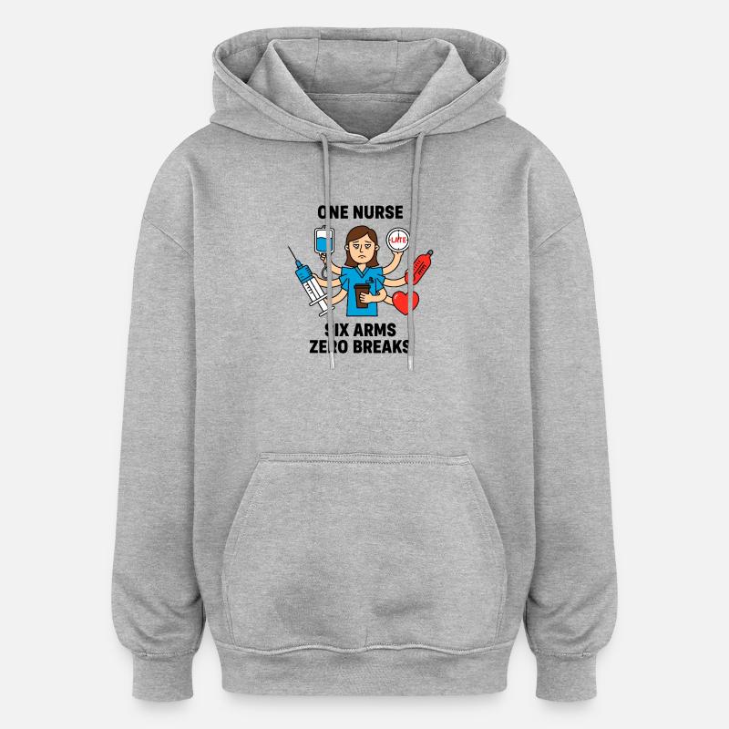 Überfordertes Multitasking-Chaos der Krankenschwester - Oversized Unisex Hoodie - Grau meliert