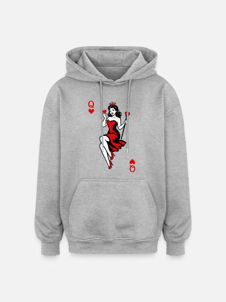 Heart Queen in Red - Oversized Unisex Hoodie - heather grey