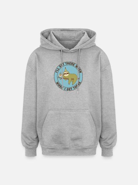 Sloth Monday Treibstoff-Casual - Oversized Unisex Hoodie - Grau meliert
