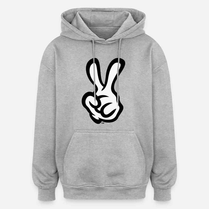 Segerhandtecken (Vänster hand / POS / 2C) - Oversized luvtröja unisex - gråmelerad