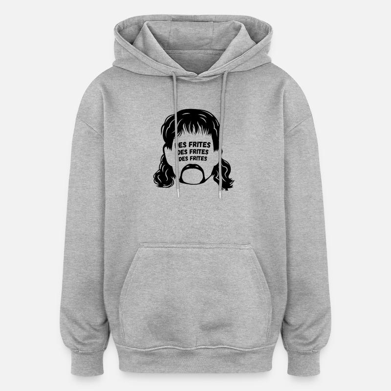 frites, Jeff, chtimi - Sweat à capuche oversize unisexe - gris chiné