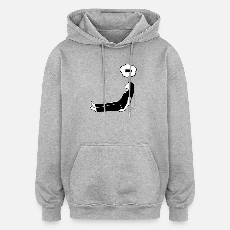Mode Mère - Faible Puissance - Sweat à capuche oversize unisexe - gris chiné